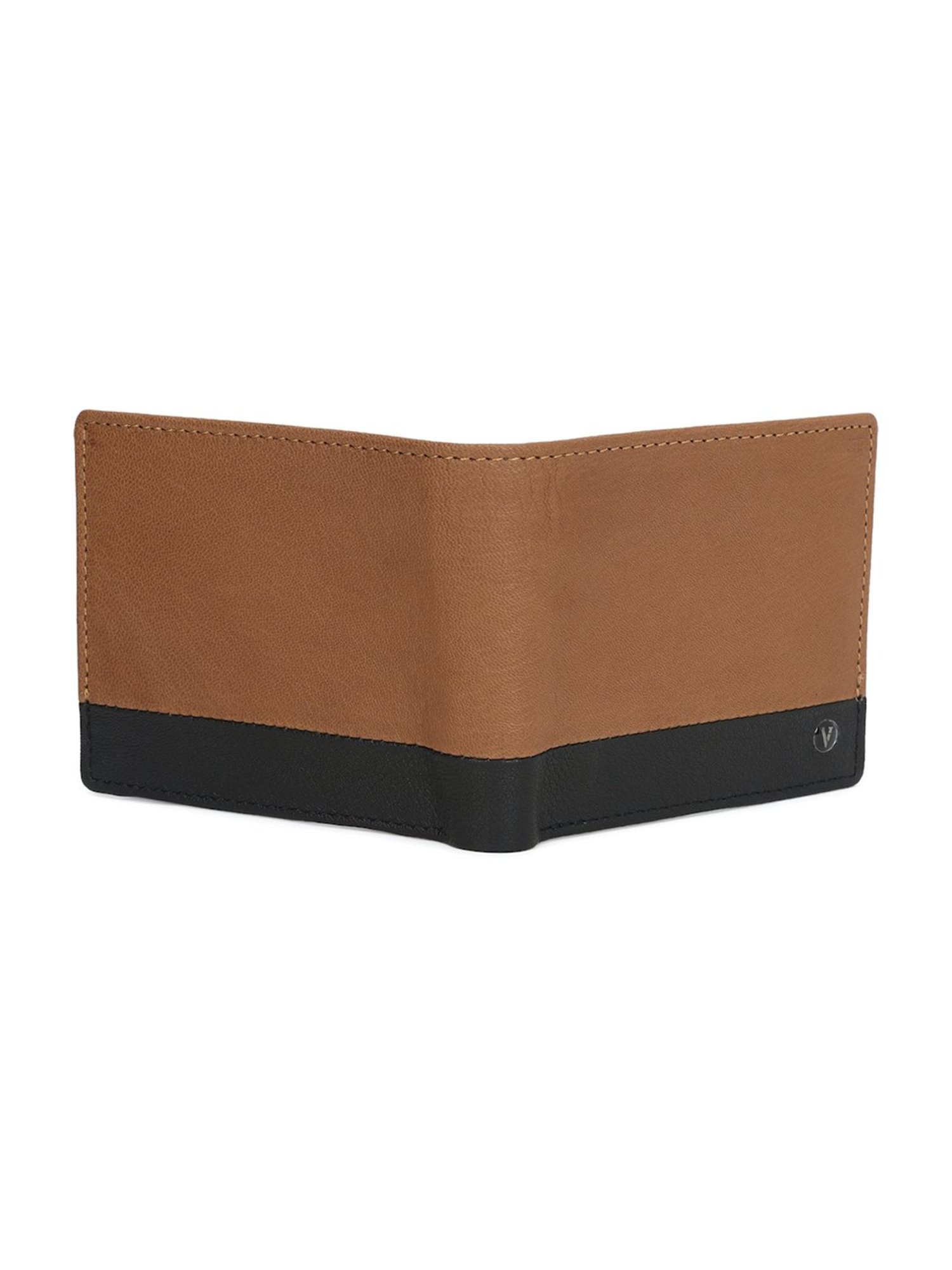 Van Heusen Brown Color Block Leather Bi-Fold Wallet for Men