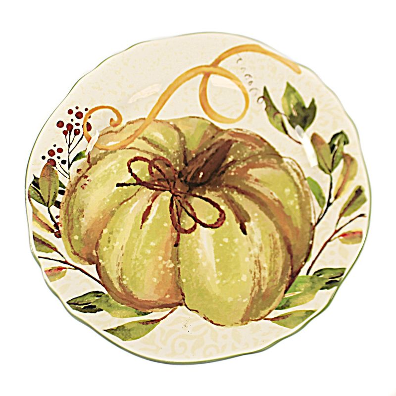 Tabletop 11.0" Pumpkin And Leaf Plate Thanksgiving Scalloped Edge K & K Interiors  -  Dining Plates