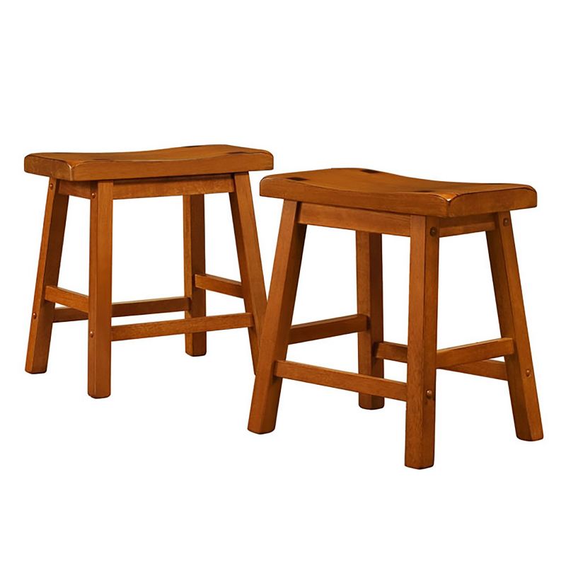 Set of 2 18" Danteh Counter Height Barstools Saddleback Oak Brown - Inspire Q