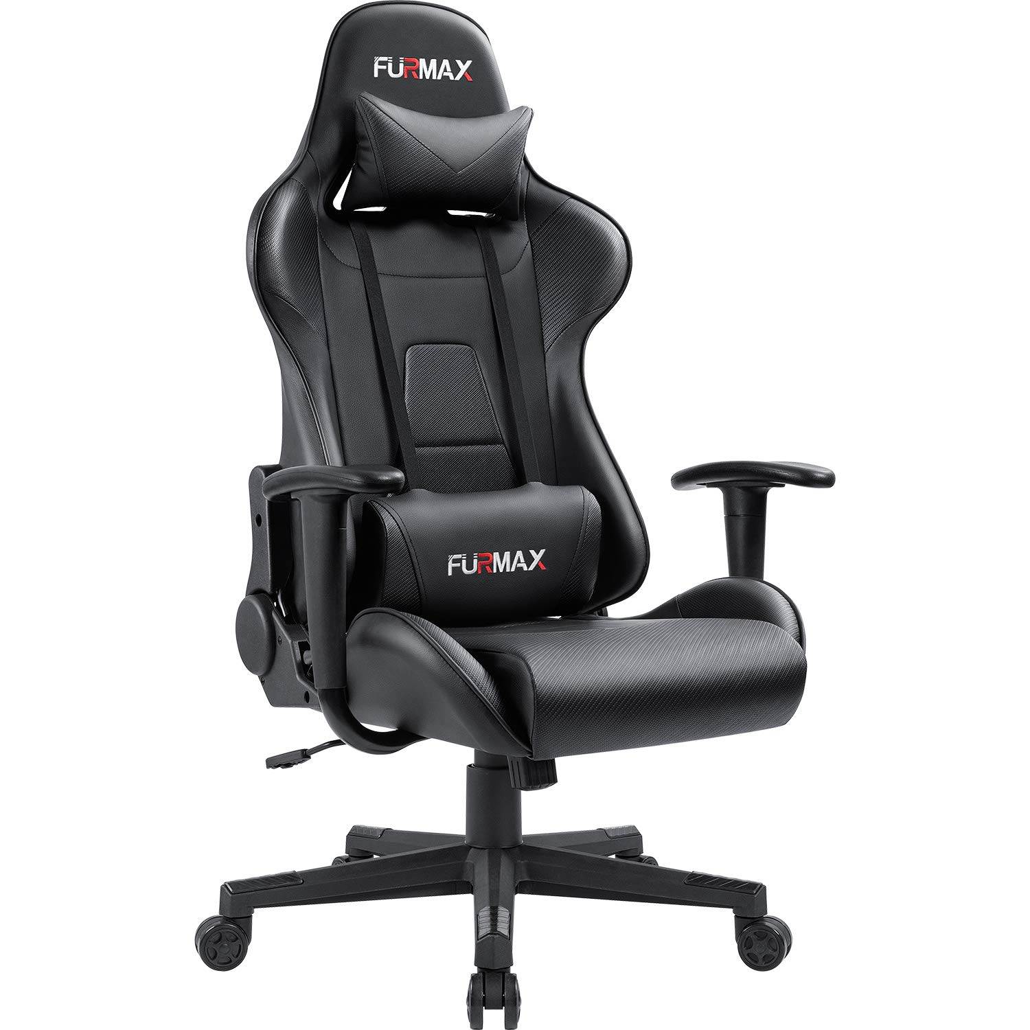 Furmax Gaming Office Chair Ergonomic High-Back Racing Style Adjustable Height Executive Computer Chair, PU Leather Swivel Desk Chair (Black/Grey)