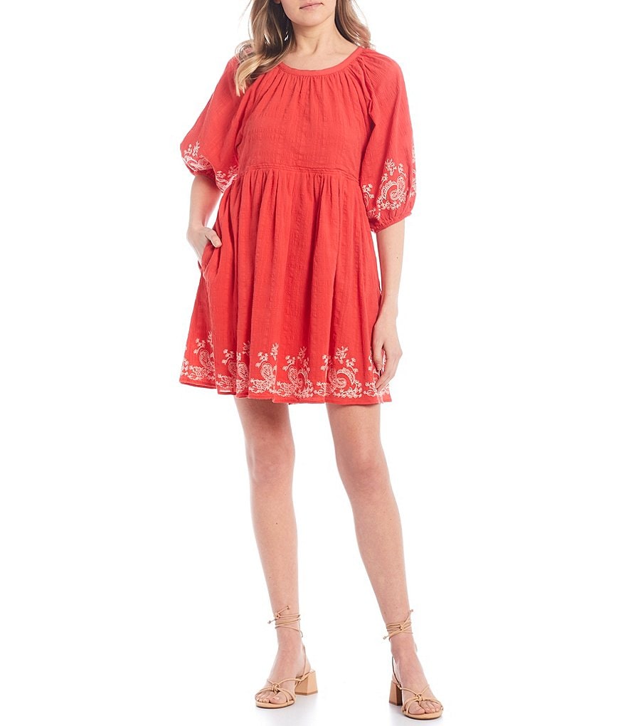 C&V Chelsea & Violet Tie Back Embroidered Dress