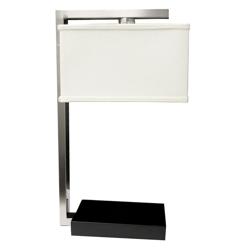 24" Retro Metal Table Lamp with Rectangular Shade Black - Ore International