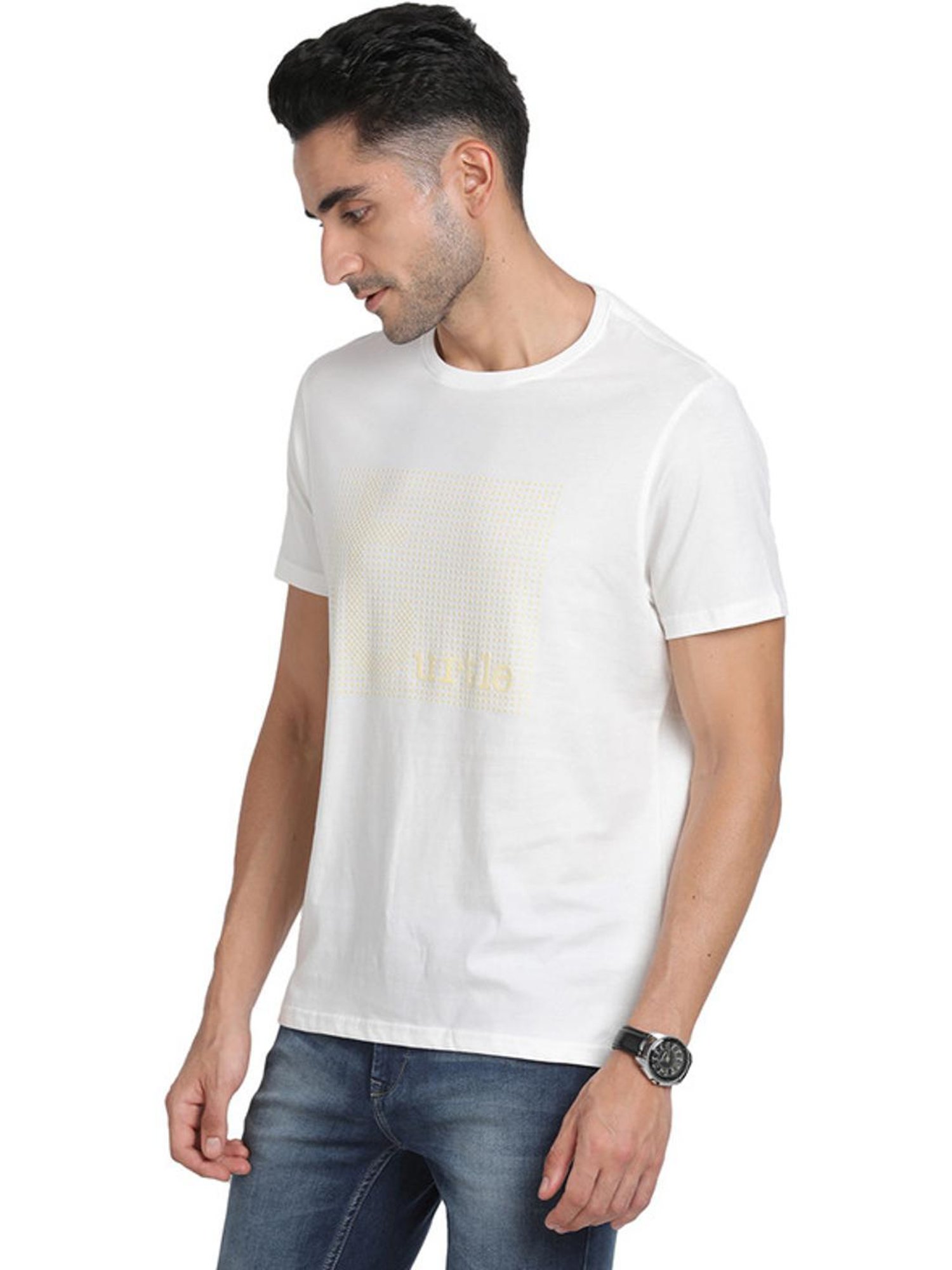 Turtle White Slim Fit Printed T-Shirts