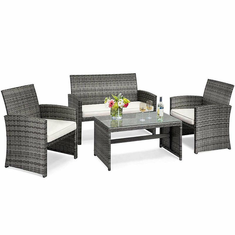 7pc Studio Shine Collection Patio Conversation Set with Sofa, 4 Armchairs & 2 Tables - W Unlimited