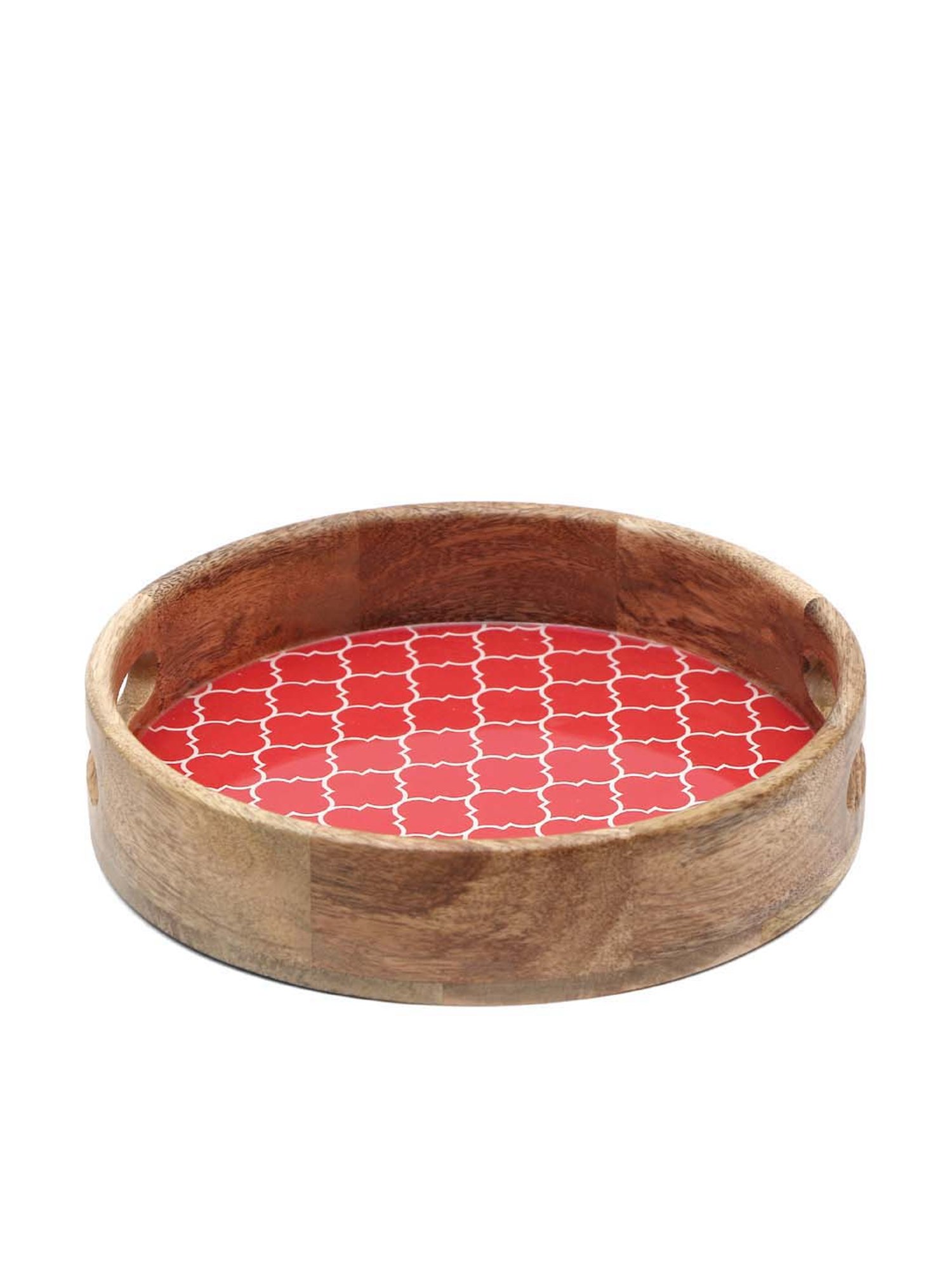 VarEesha Moroccan Mango Wood 10 Inch Circular Tray - Set of 1