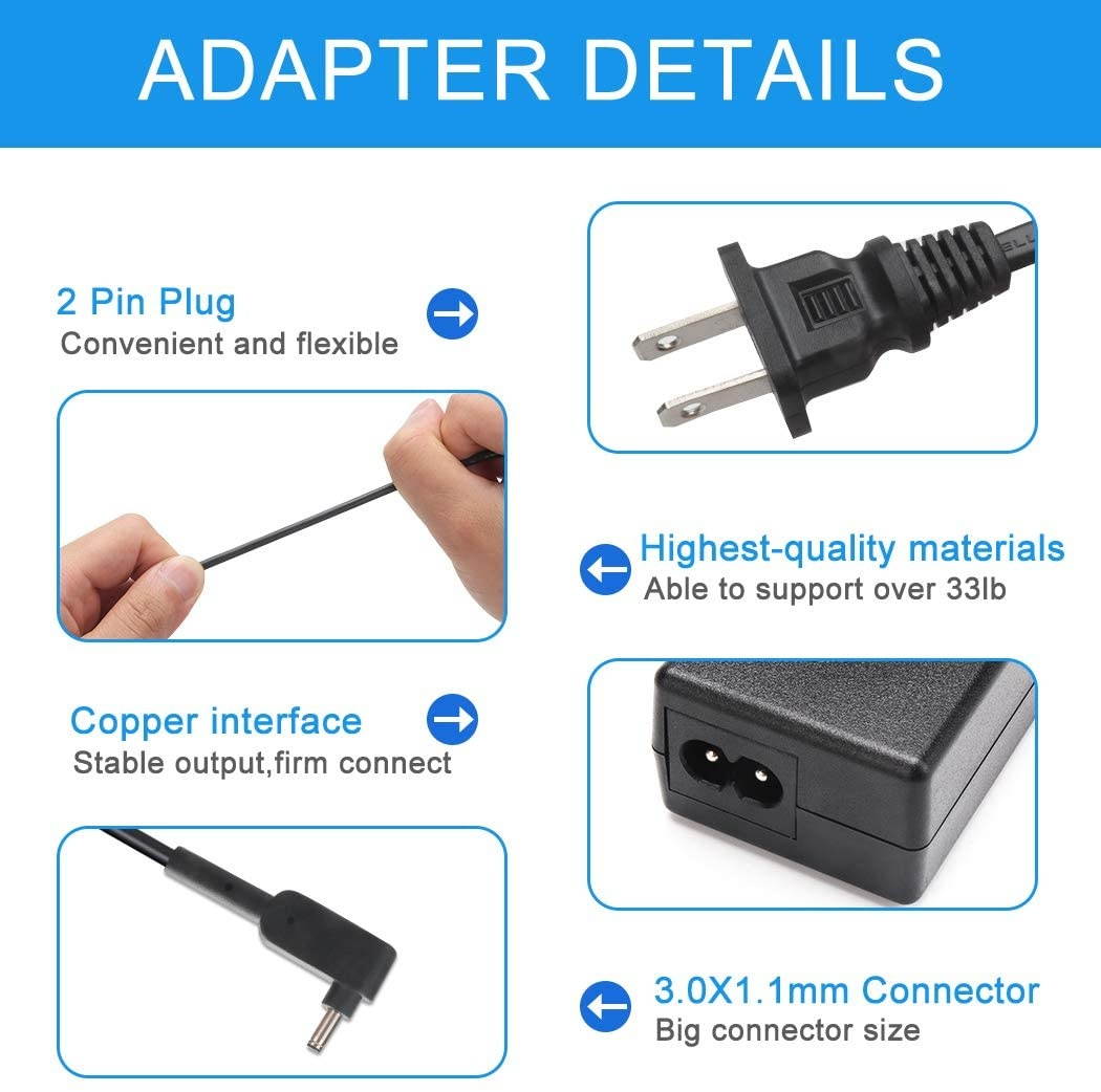 19V 3.42A 65W AC Laptop Charger Fit for Acer-Chromebook 15 R13 R11 CB3-532 CB3-111-C4HT CB3-131 C720 C720P C740 C720-2802 C720P-2600 Tablet AO1-431