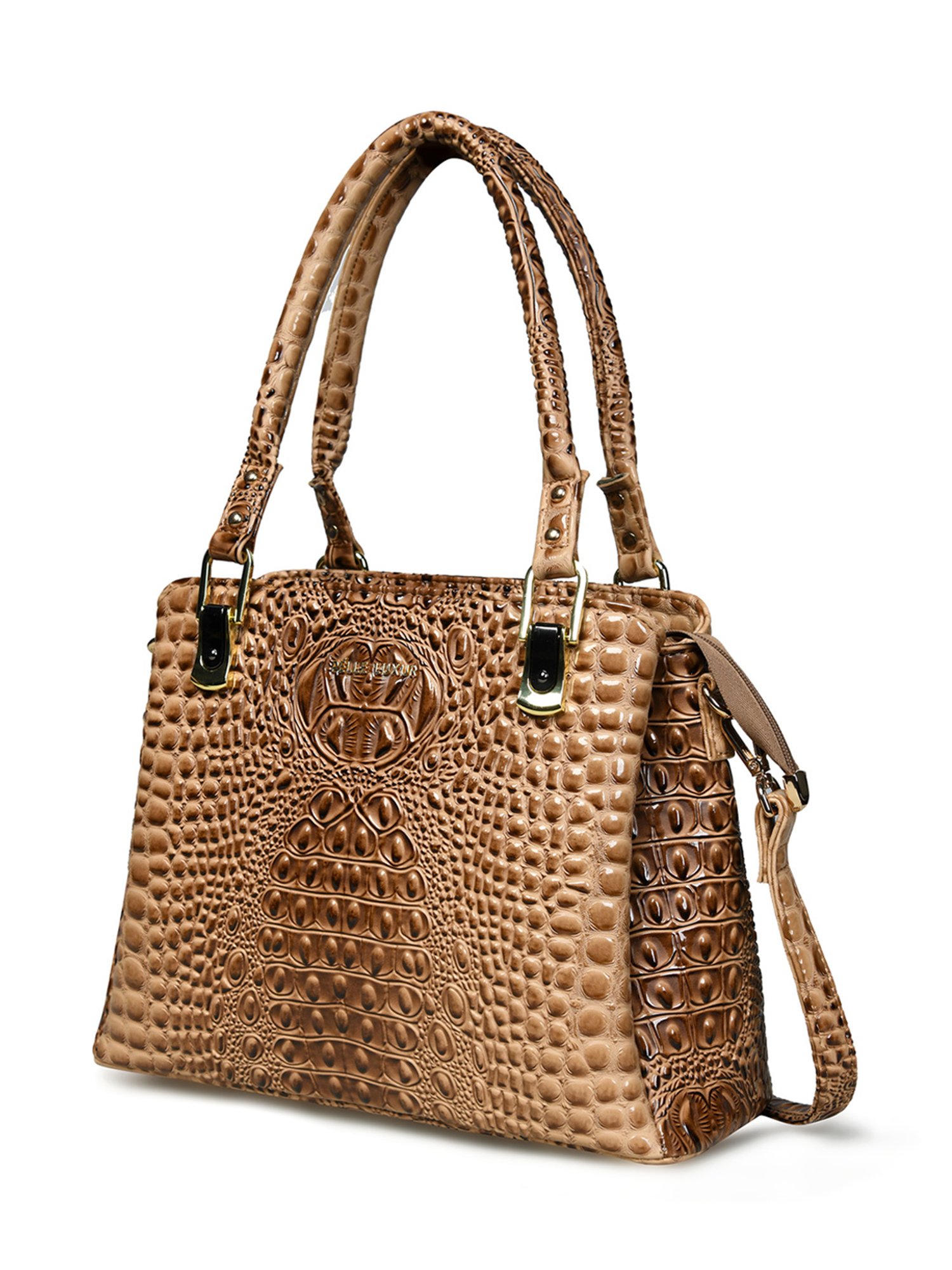 PELLE LUXUR Camel Brown Animal Effect Medium Satchel