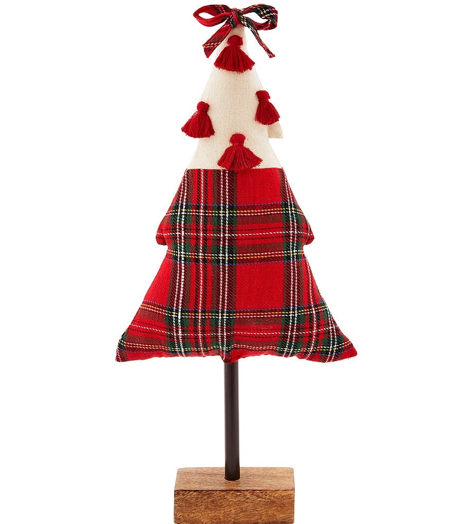 Mud Pie Classic Christmas Collection Assorted Fabric Tartan Plaid Christmas Tree Sitter