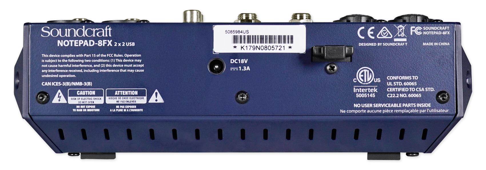 Soundcraft Notepad-8FX 8-channel Desktop Mixer w/USB I/O and Lexicon Effects