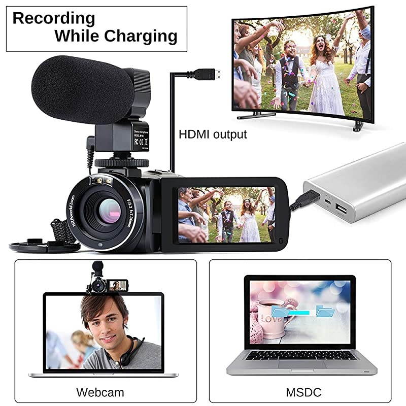 Camera Camcorder WiFi IR Night Vision FHD 1080P 30FPS 26MP YouTube Vlogging Camera Recorder 3" Touch Screen 16X Digital Zoom Digital Camera with Microphone Remote Control