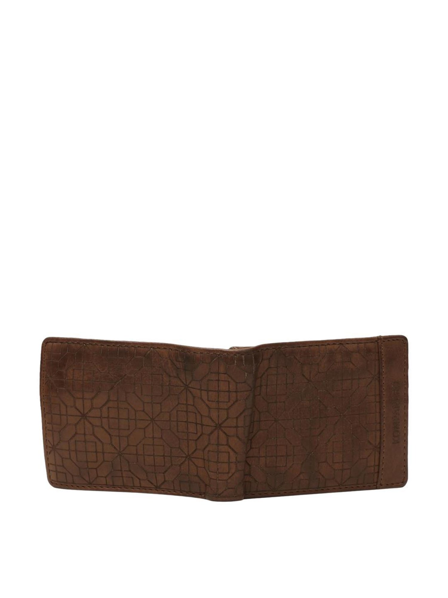 KOMPANERO Arlo Brown Textured Tri-Fold Wallet