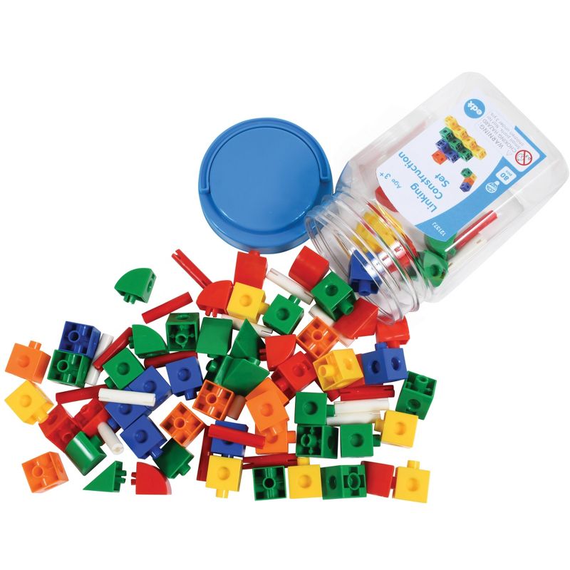 Edx Education Construction Linking Cubes - Mini Jar - Set of 80 - Linking Cubes - STEM Play - Math Manipulative for Kids