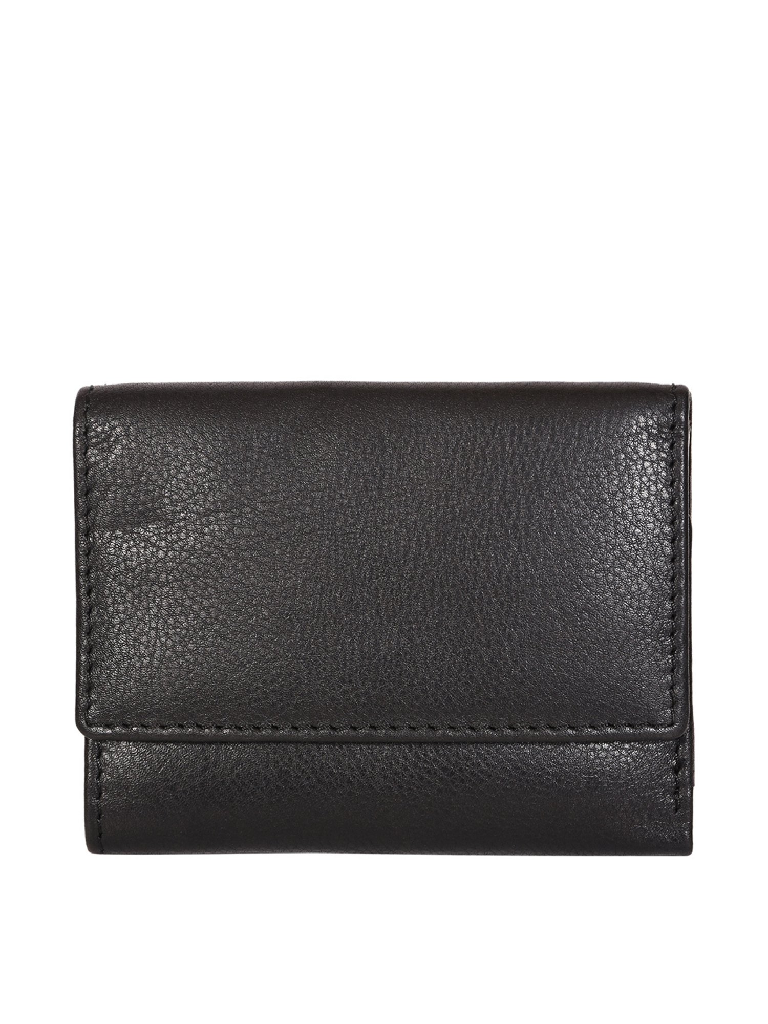 SASSORA Black Solid Rfid Tri-Fold Wallet for Women