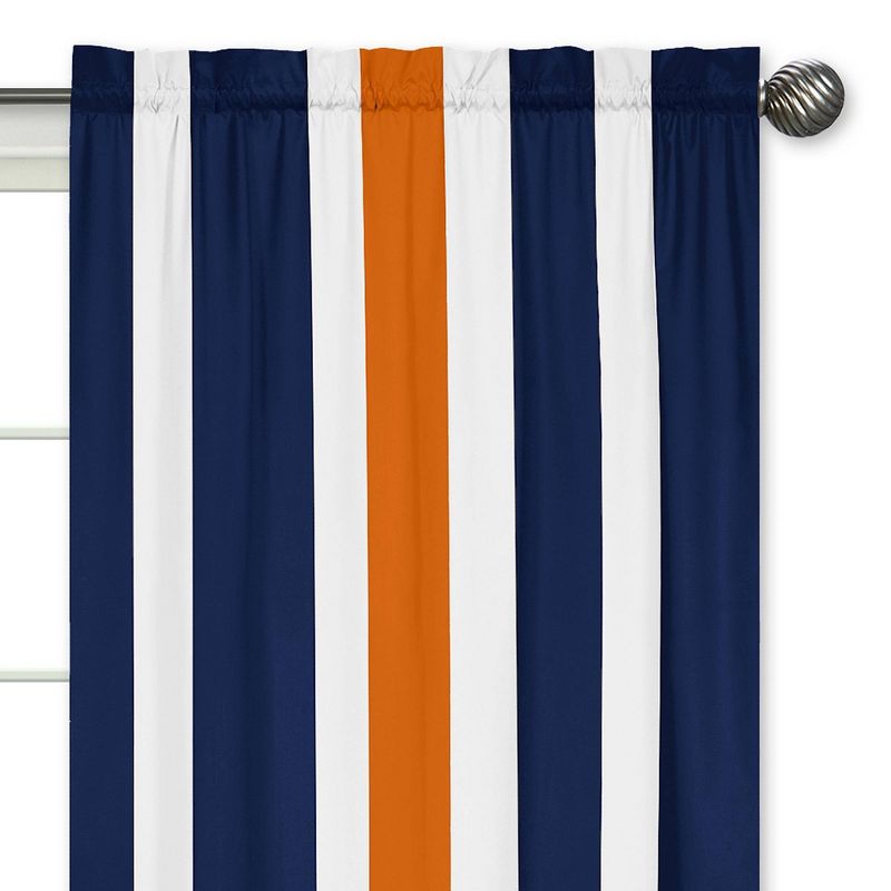 Navy & Orange Stripe Curtain Panels - Sweet Jojo Designs