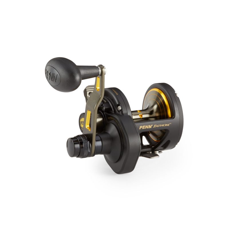 Penn FTH30LD2 Fathom Lever Drag 2 Speed Right Handed Compact Fishing Reel w/ Full Metal Body & Side Plates, Stainless Steel Main & Pinion Gear, Black