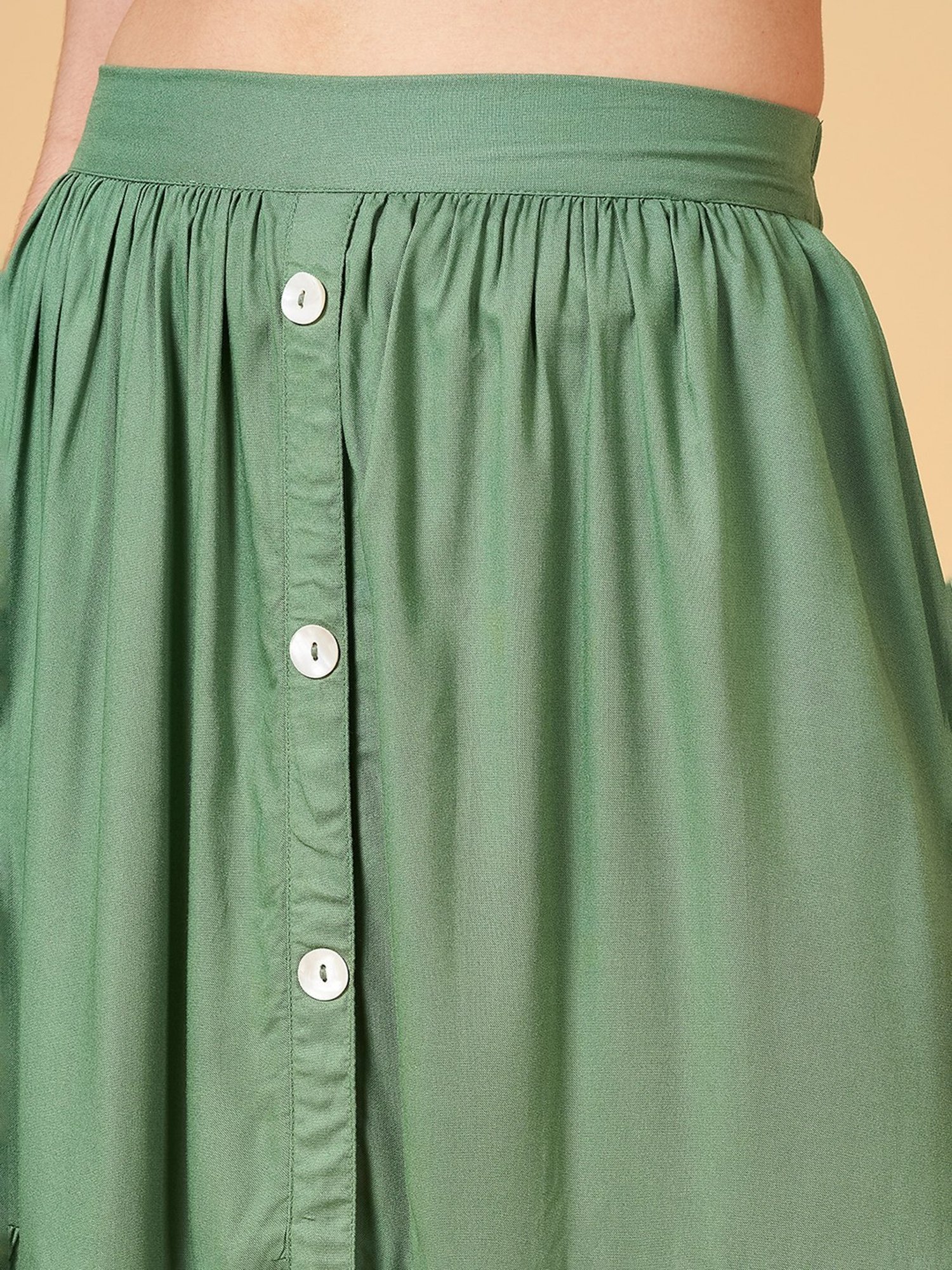 Honey by Pantaloons Green Embroidered A-Line Skirt