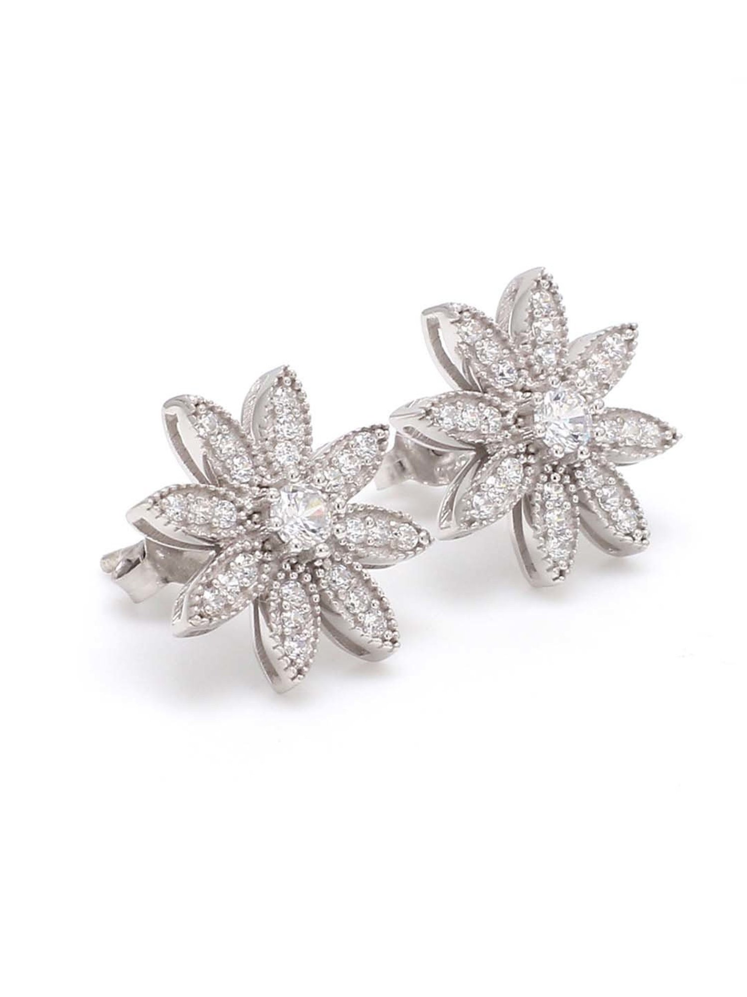 Ornate Jewels 92.5 Sterling Silver Flower Power Earrings for Women
