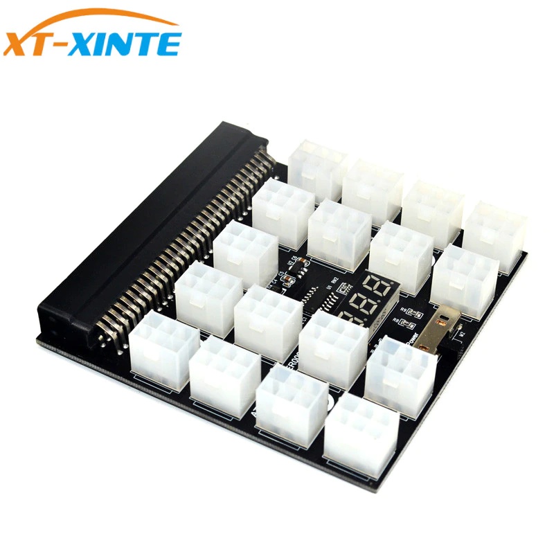 Black PCI-E 17x 6Pin Power Supply Breakout Board Adapter Converter 12V for Ethereum BTC Antminer Miner Mining HP Server PSU GPU