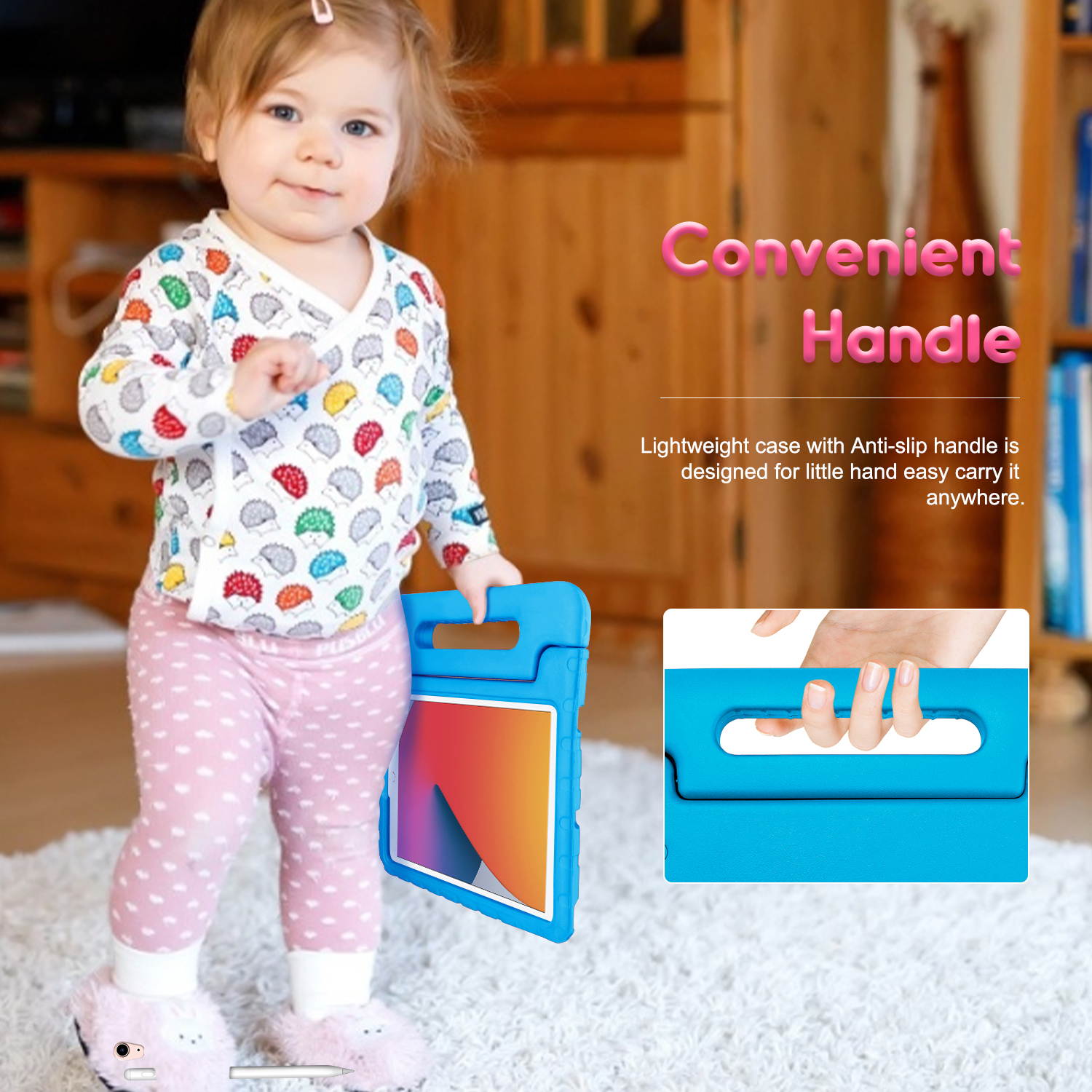 Donwell For iPad Air 4 10.9 inch 2020/iPad Pro 11 inch 2018 Stand Case Cover Kids Folding Handle Shockproof Foam Lightweight Flexible kickstand ,Full Body Rugged Boys Girls EVA Cover