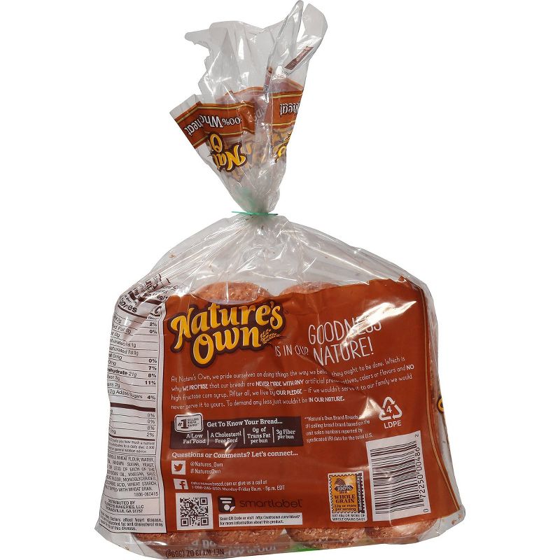 Nature's Own 100% Whole Wheat Hot Dog Rolls - 13oz/8ct