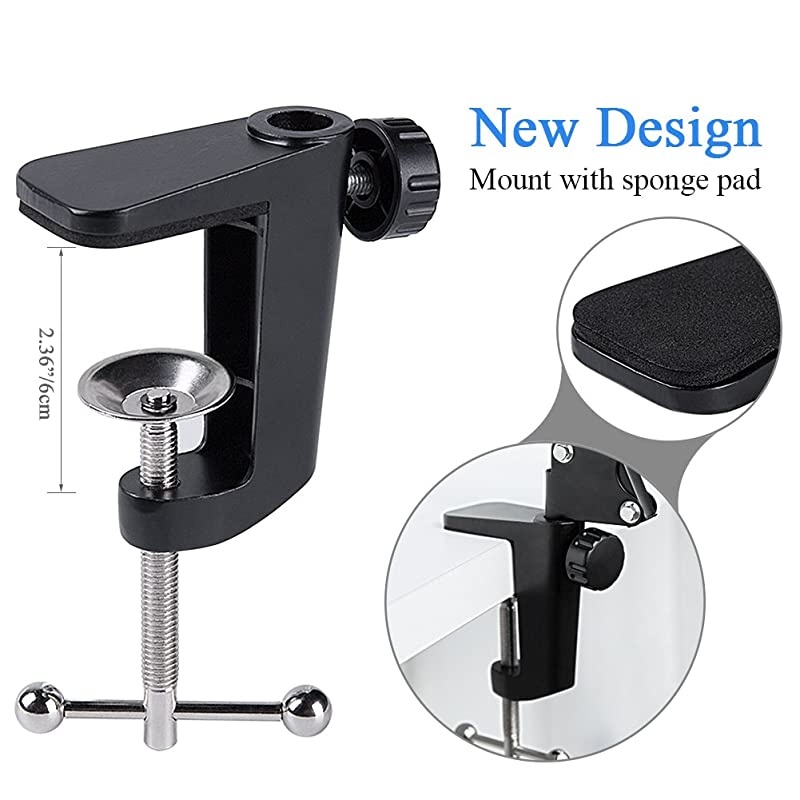 Adjustable Microphone Suspension Boom Scissor Arm Stand with Shock Mount Mic Clip Holder 38 to 58 Screw Adapter for Blue Yeti Snowball amp Other Microphones stand with adapter