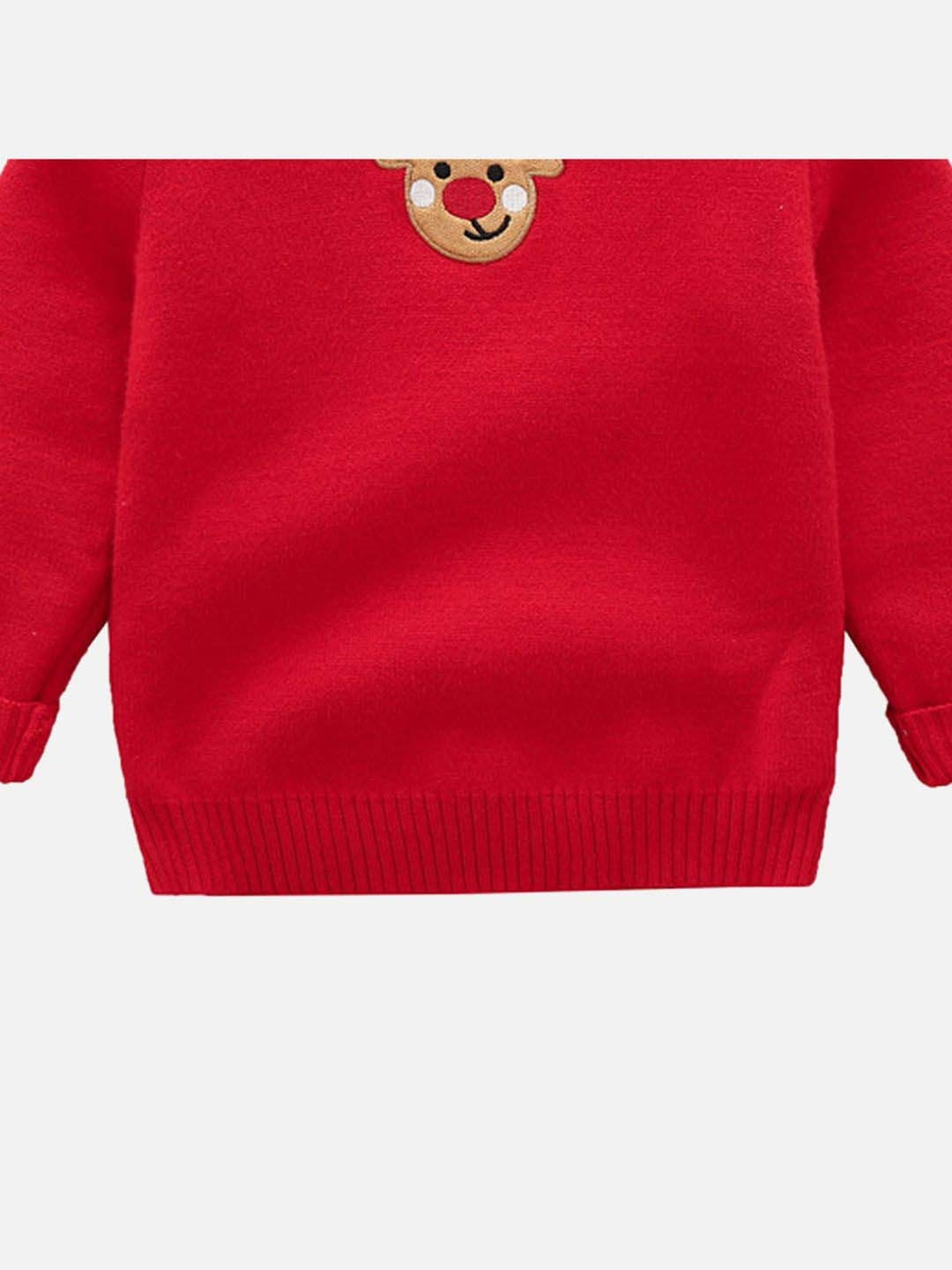 Little Surprise Box Deer Monogram Red Printed Full Sleeves Sweater