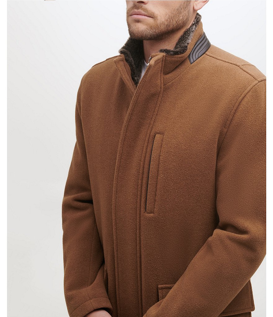 Cole Haan Long-Sleeve Wool-Blend Plush Car Coat