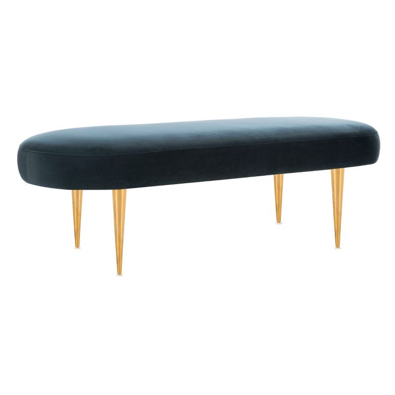 Corinne Velvet Oval Bench Navy - Safavieh