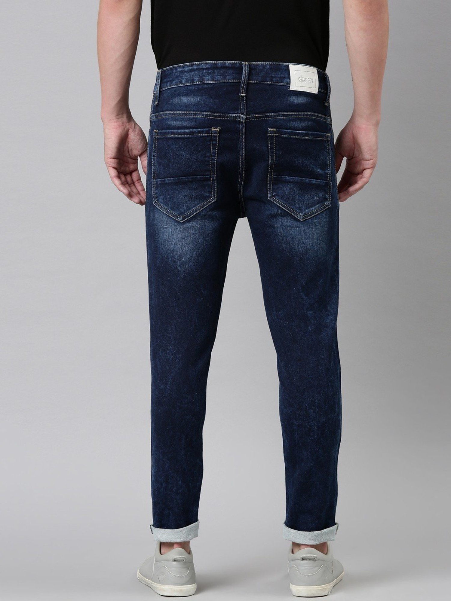 CINOCCI Blue Cotton Slim Fit Jeans