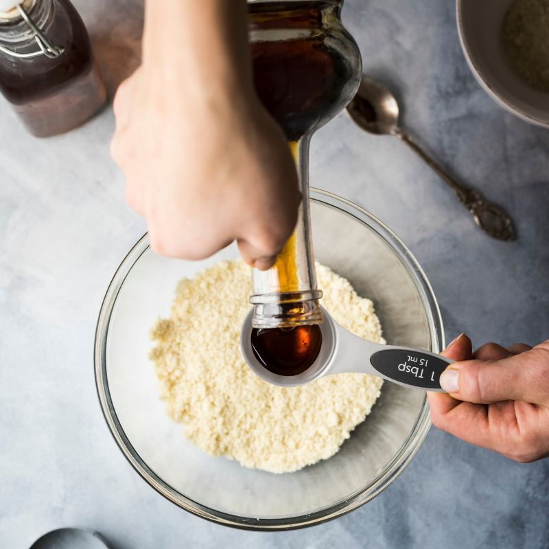 Zulay Kitchen Stainless Steel Magnetic Measuring Spoons, 8 Piece Set With Leveler, Easy to Attach and Detach, Double-Sided Design Fits Spice Jars