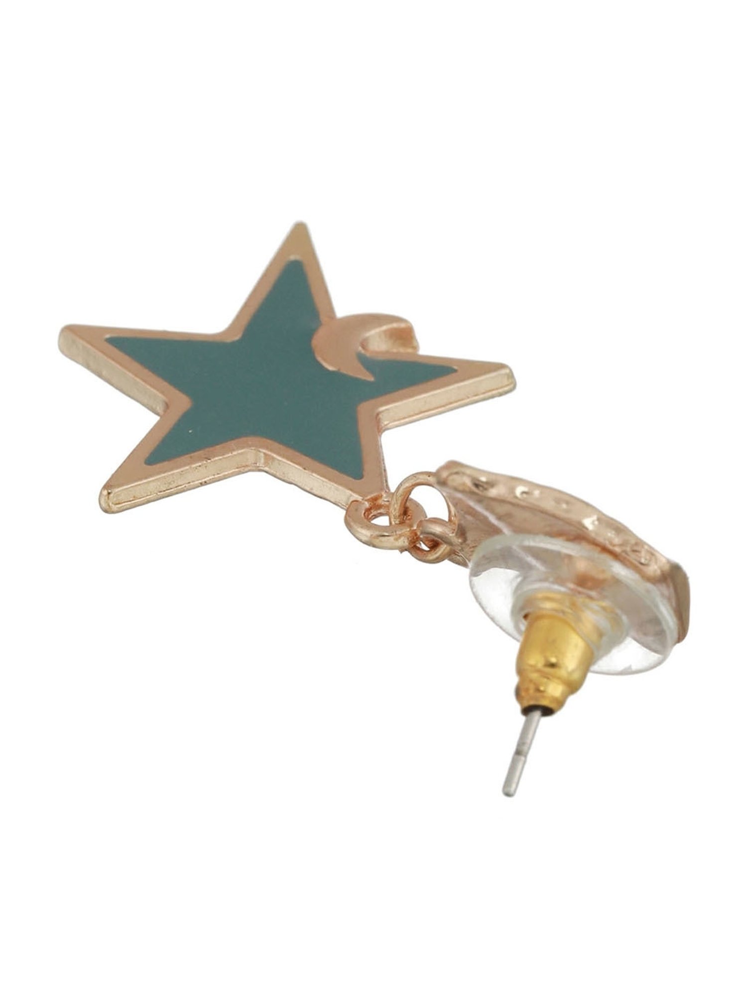 Priyaasi Rose Gold-Plated Textured Box Blue Star Dangler Earrings for Women