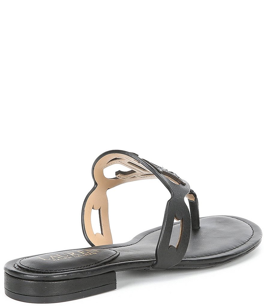 Lauren Ralph Lauren Audrie Leather Logo Thong Sandals