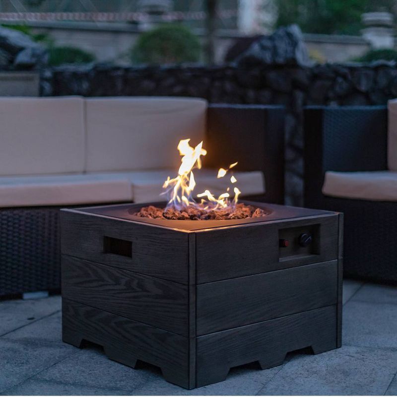 Square Fire Pit With Wood Grain Finish 23.5" - Legacy Heating