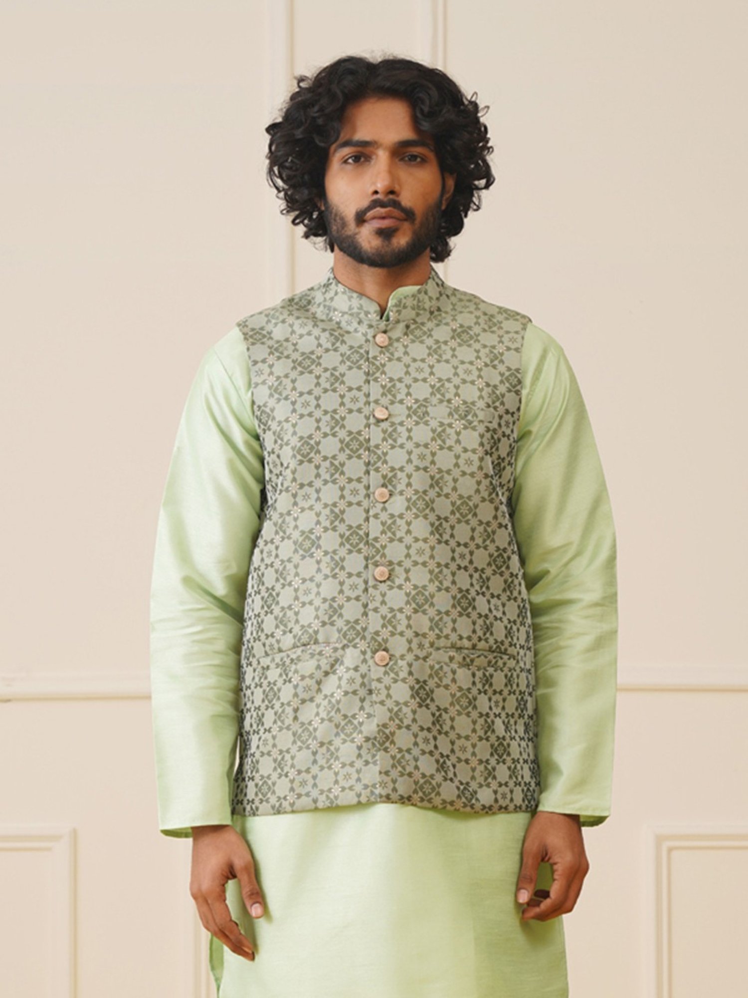 Jompers Pista Regular Fit Embroidered Nehru Jacket