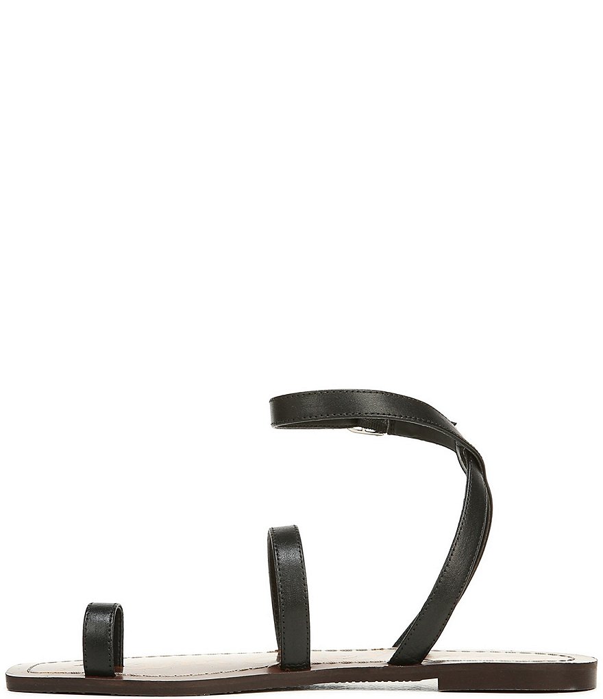 Sam Edelman Abe Leather Toe Ring Square Toe Ankle Wrap Sandals