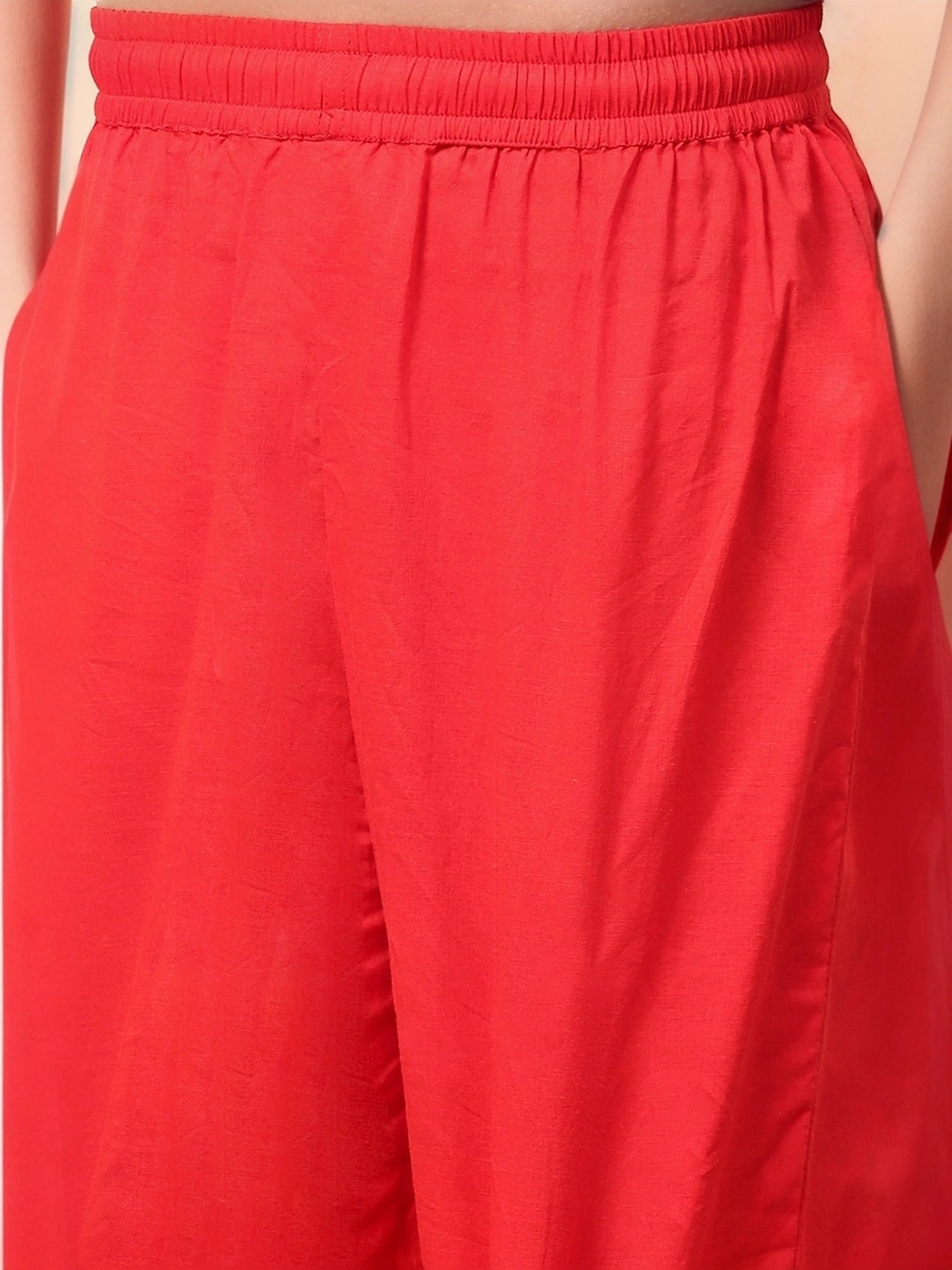 Biba Girls Red Printed Kurta set