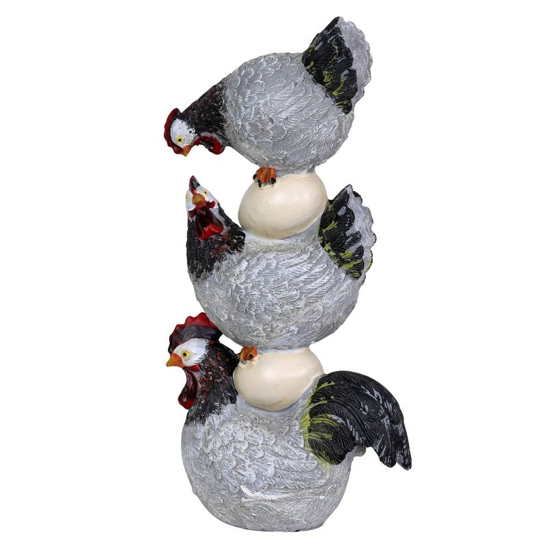 12.4" Resin Stacked Chicken and Egg Statue Black/White/Gray - Exhart