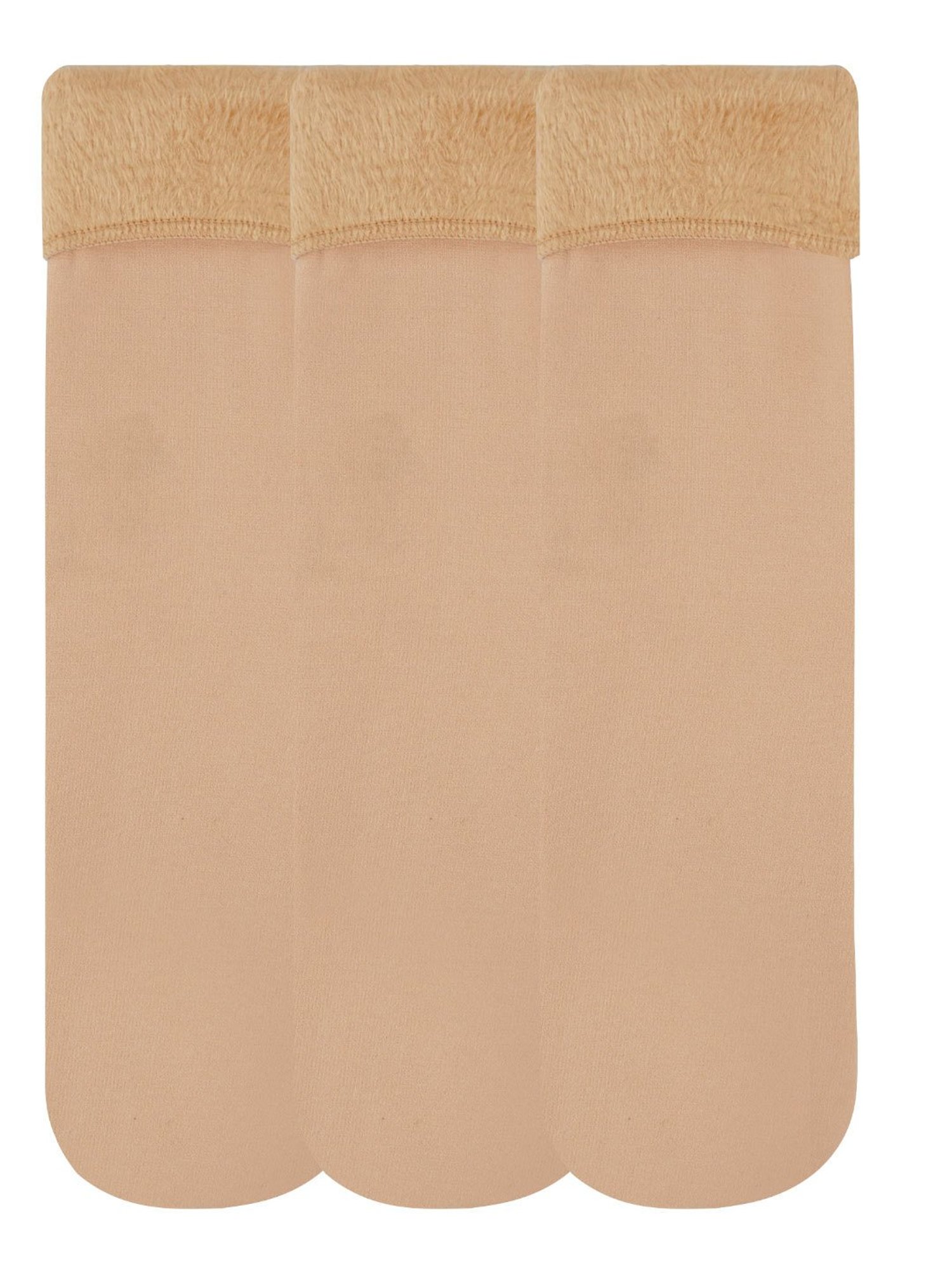 NEXT2SKIN Beige Nylon Fur Winter Socks (Pack Of 3)
