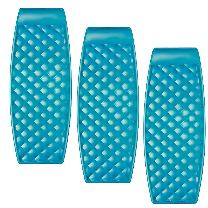 SwimWays Aquaria Luxury Solana Lounge Float Lounger Recliner Chair with Cell Foam for Adult and Kid Beach, Lake, or Pool Water Lounging, Aqua (3 Pack)