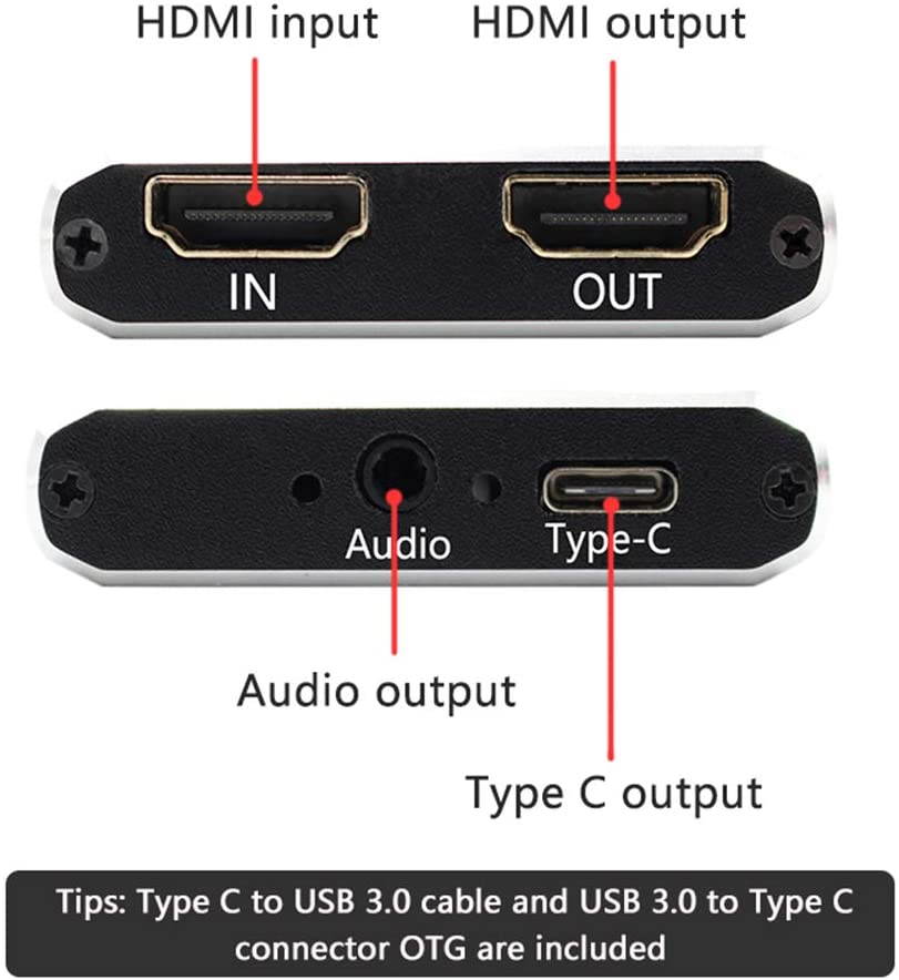 HDMI Video Capture Card with Audio/USB3.0/Type C Interface