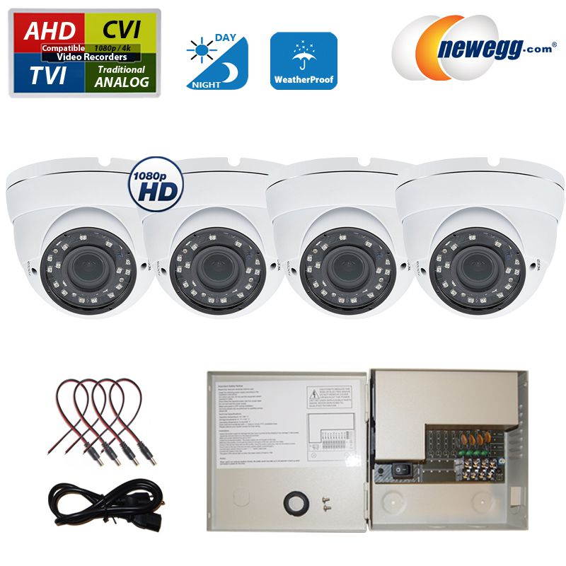 Evertech 1080P HD Day Night Vision Outdoor Indoor Dome CCTV Security Camera with 12V DC Power Supply Box