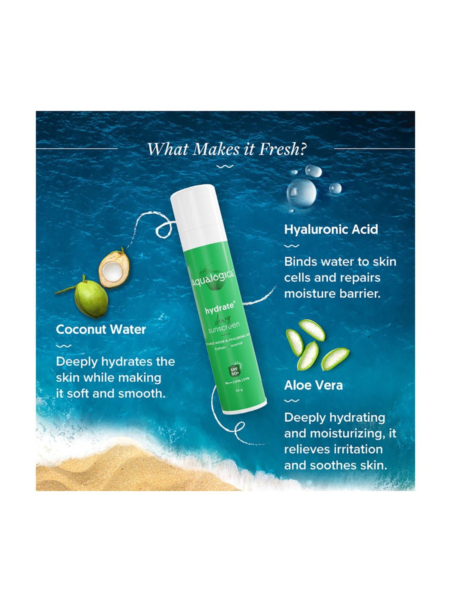Aqualogica Hydrate+ Dewy Sunscreen SPF 50 - 50 gm