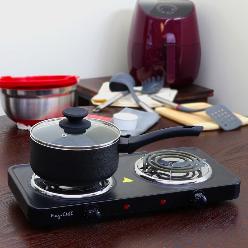 Oster Ashford 2 Quart Aluminum Nonstick Sauce Pan with Tempered Glass Lid in Black