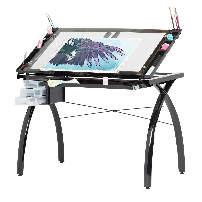 Canvas & Color Adjustable Craft Station Black/Clear Glass - Studio Designs