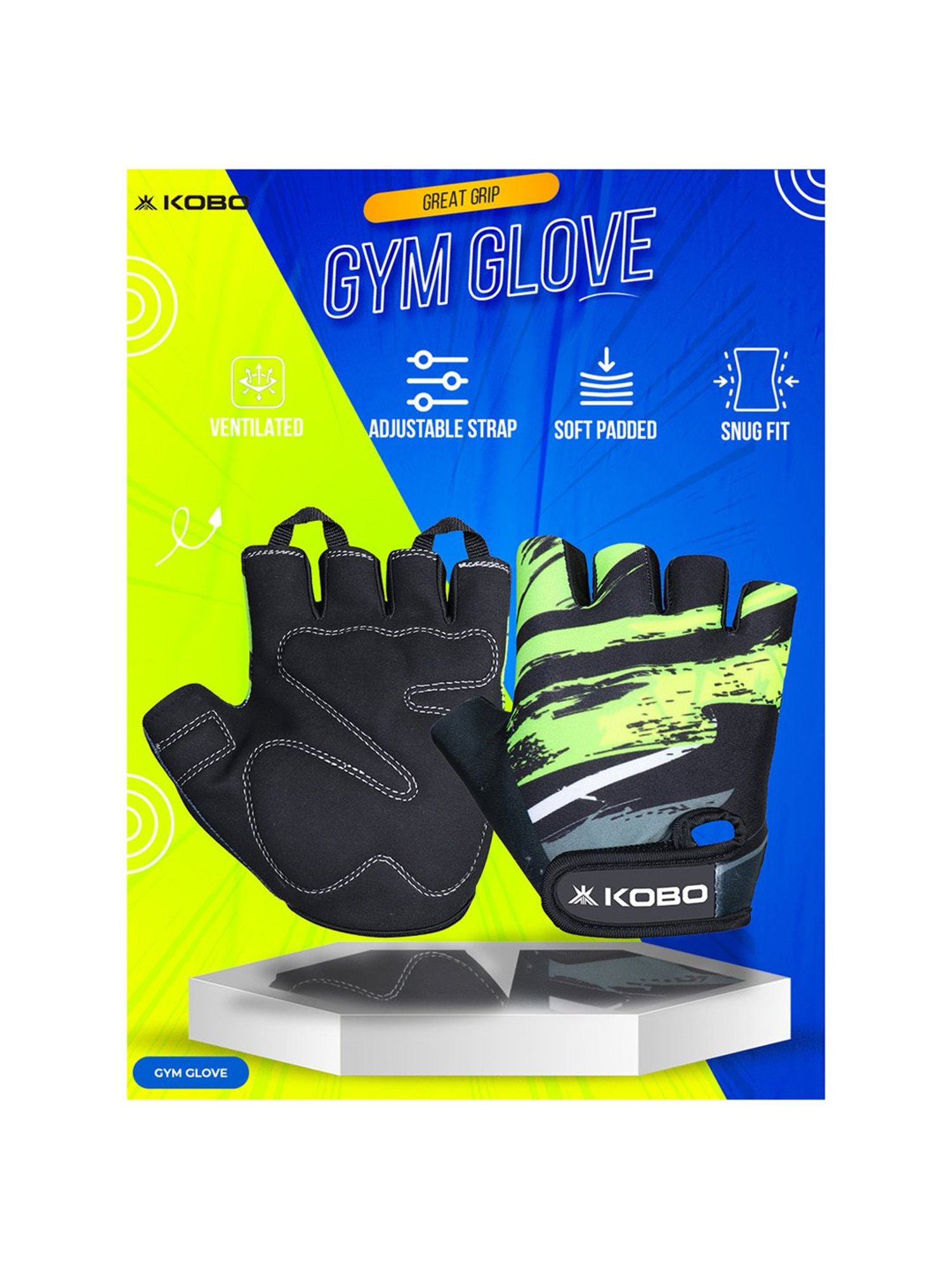 Kobo Weight Lifting Gym Gloves (Green) Size - XL