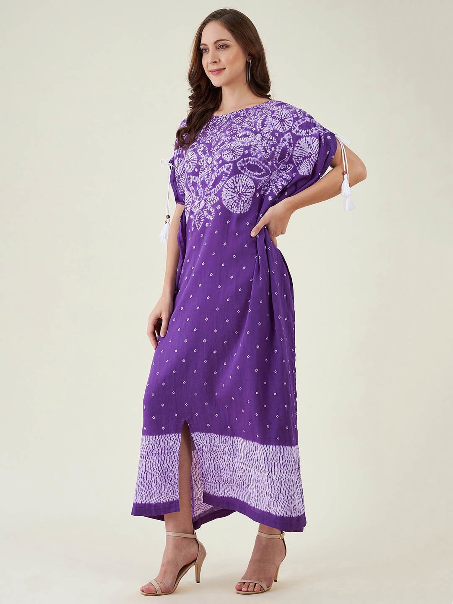 The Kaftan Company Violet Printed Kaftan Dress