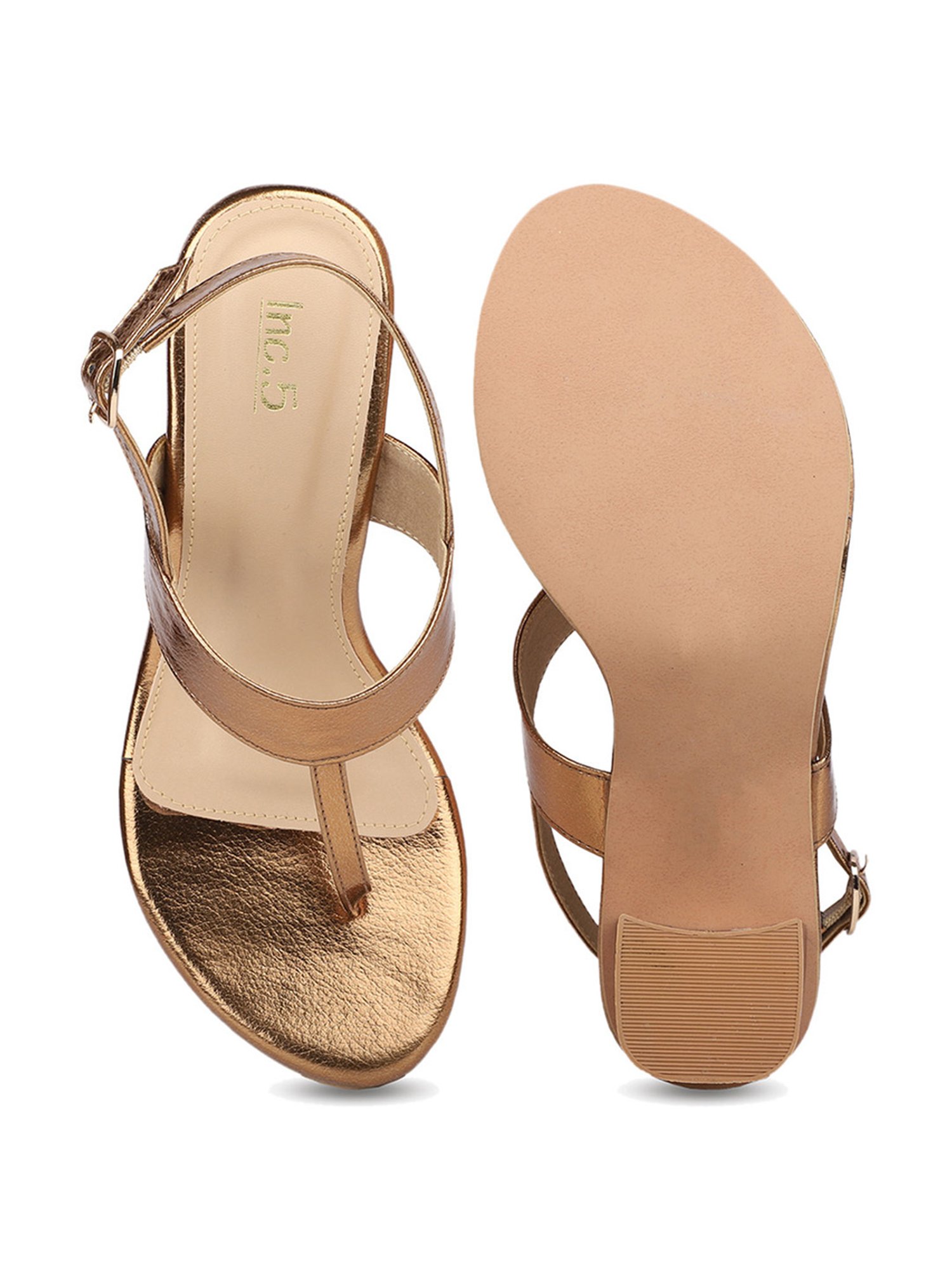 Inc.5 Women's Antique Gold Back Strap Sandals