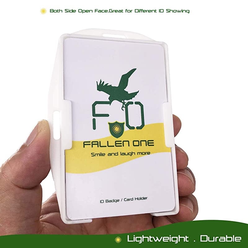 2 Pack White Premium Hard Rigid Plastic 2 Sided ID Badge Holder Horizontal or Veritcal Hold 2 Cards
