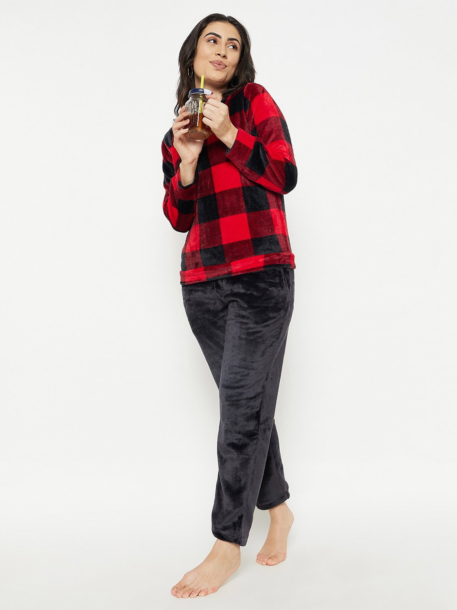 MADAME M Secret Red Checks T-Shirt With Pyjamas