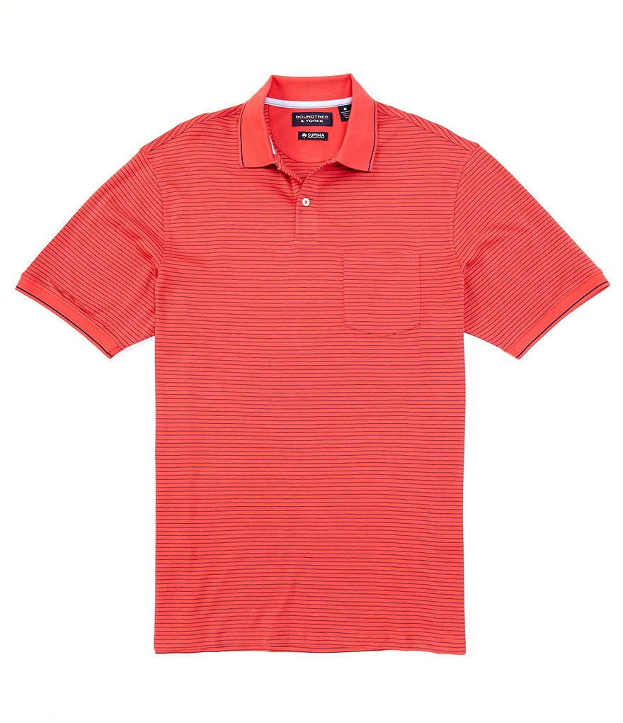 Roundtree & Yorke Short-Sleeve Supima Striped Polo
